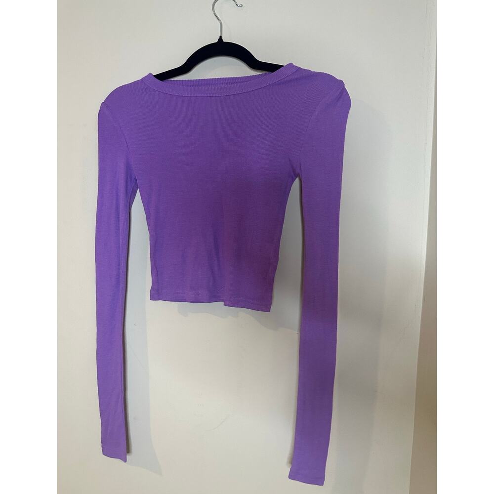 BP Purple Phlox Crop Top Women’s XSMALL Long Sleeve Scoop Neck Shirt